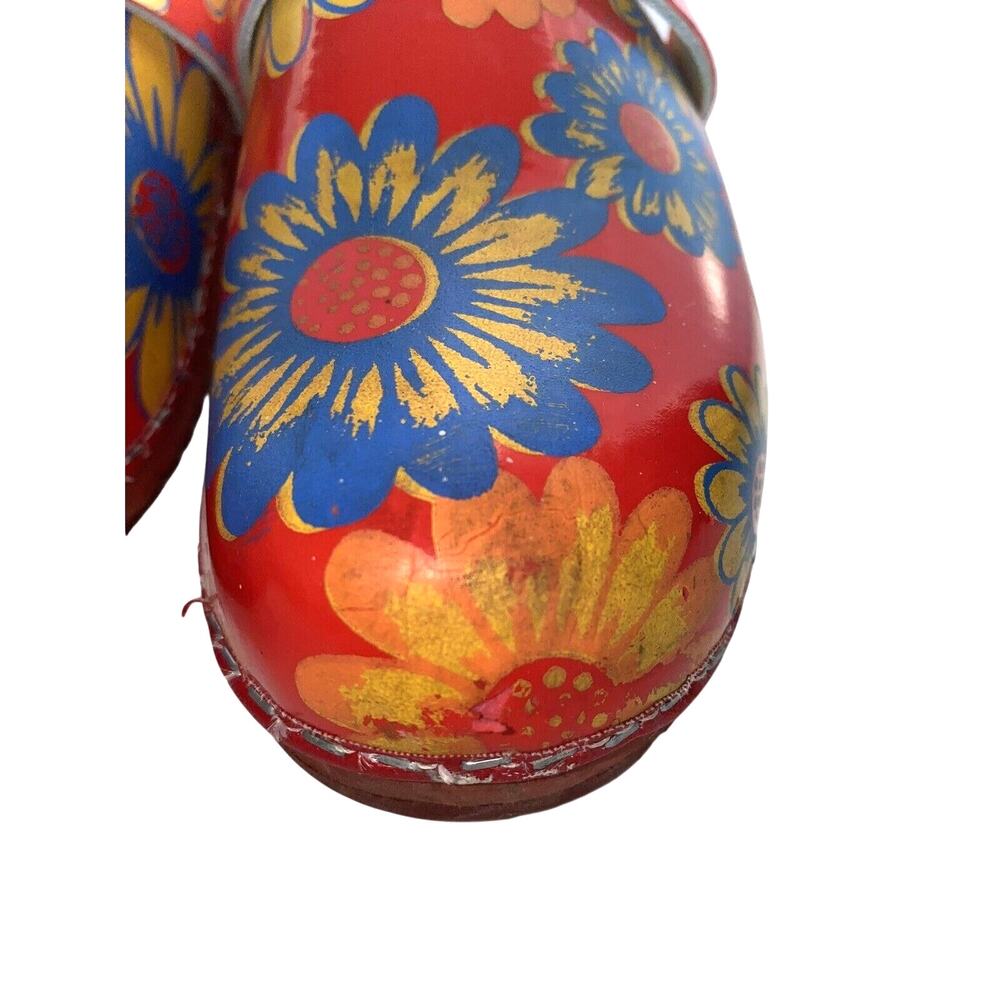 Moheda Toffeln Size 36 Us 5.5 Wooden Floral Sweden Leather Floral Clogs - Picture 5 of 7